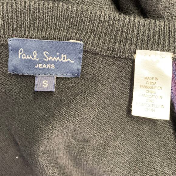 PAUL SMITH JEANS Size S Black Purple Cotton Wool Zip Up Cardigan - Picture 4 of 6